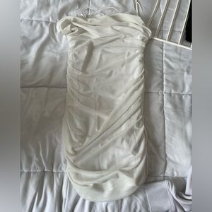 Garage Morgan Mesh Ruched Cami Dress. White. Size M